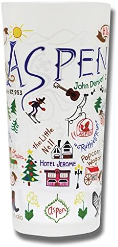 Catstudio Ski Aspen כוס שתייה | יצירות אמנות בהשראת גיאוגרפיה מודפסות על כוס חלבית